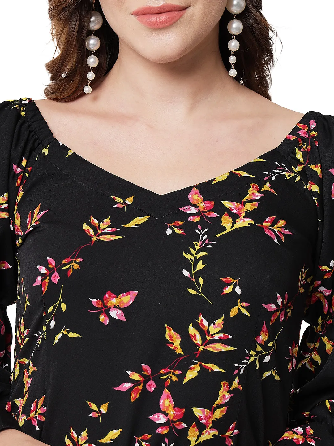 BELIEVE IN LOVE THE FLORAL BLACK SLANT DRESS