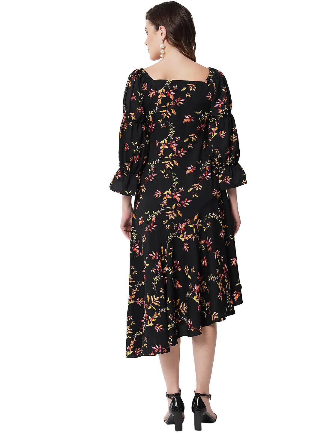 BELIEVE IN LOVE THE FLORAL BLACK SLANT DRESS