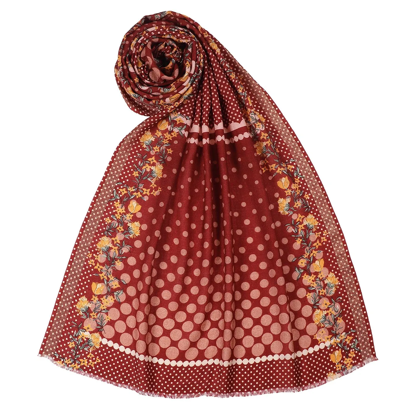 BINDU Wool Blend Polka Printed Stole