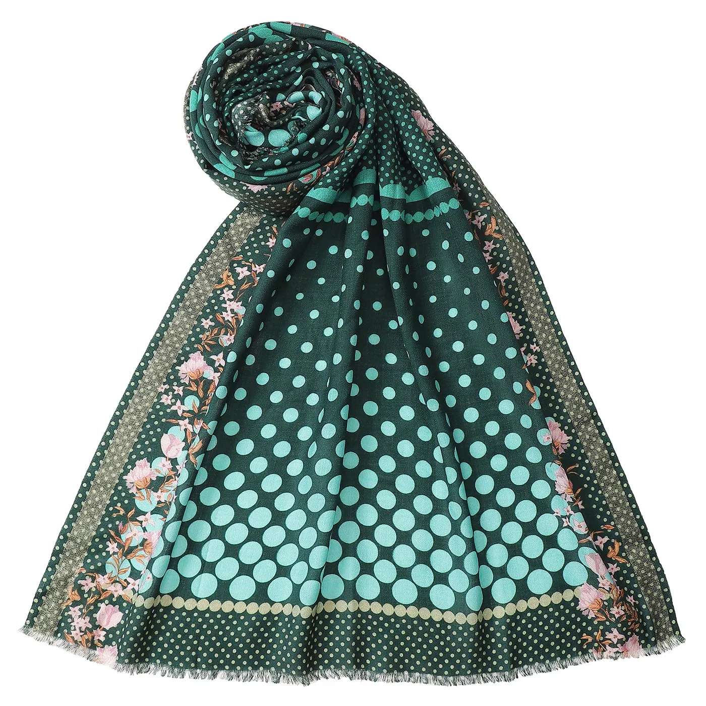 BINDU Wool Blend Polka Printed Stole