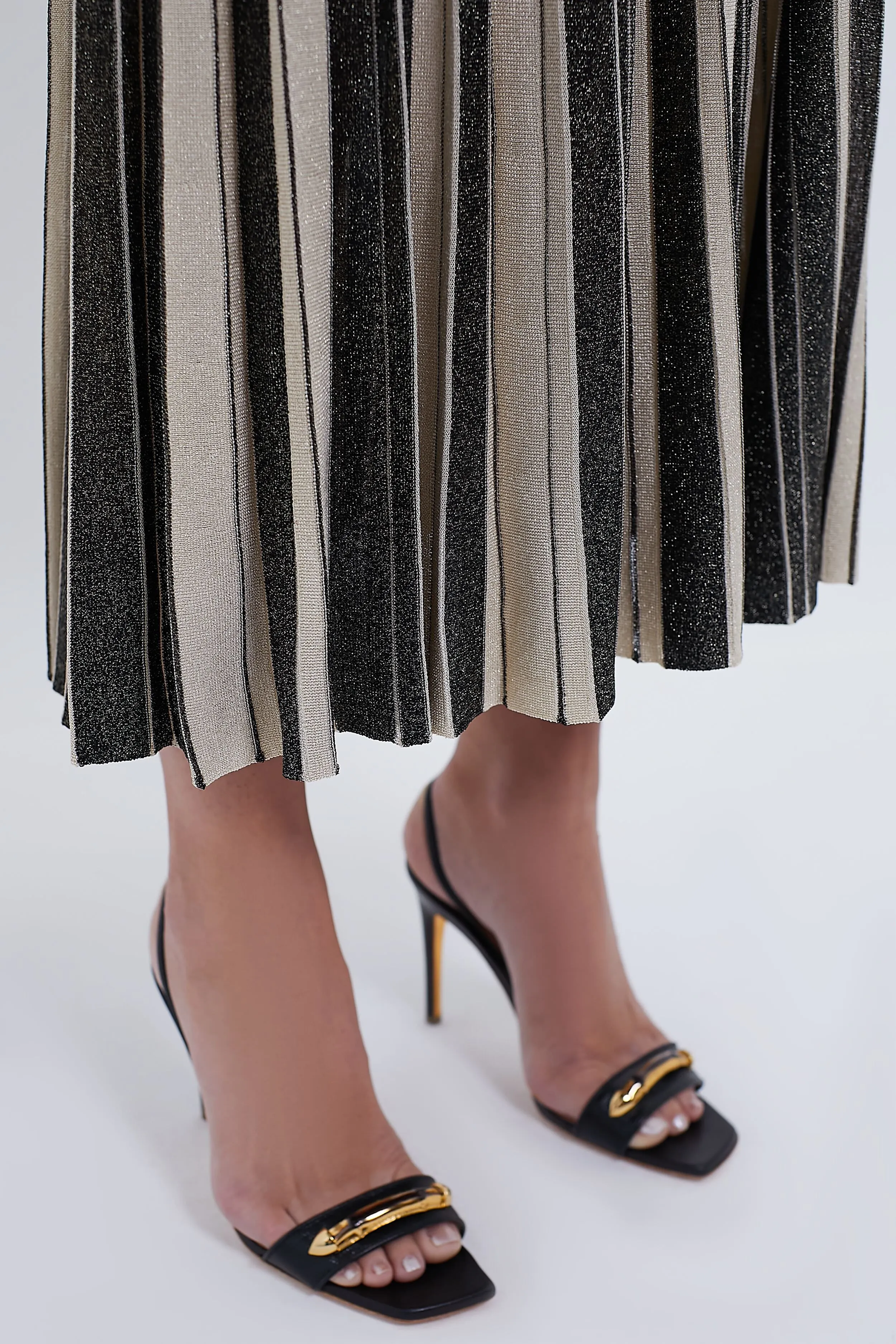 Black and Gold Metallic Stripe Skirt