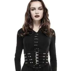 Black Lace Up Buckle Loops Girdle