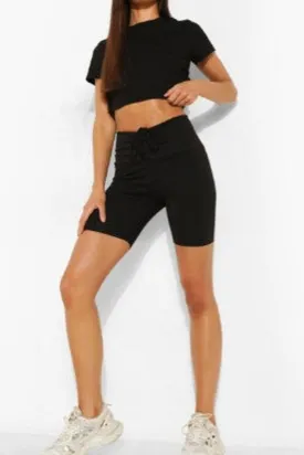 Black Side Cut Out Detail Crop Top