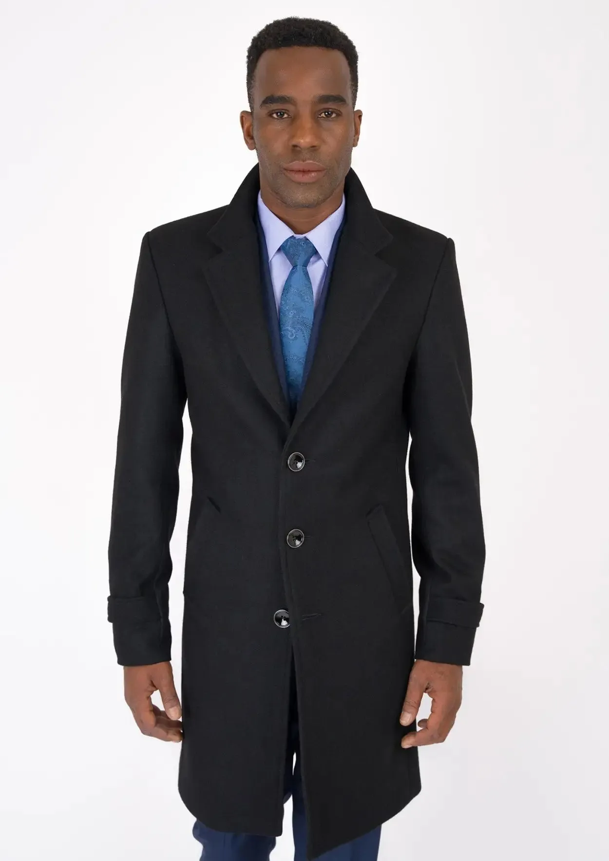 Black Wool Classic Overcoat