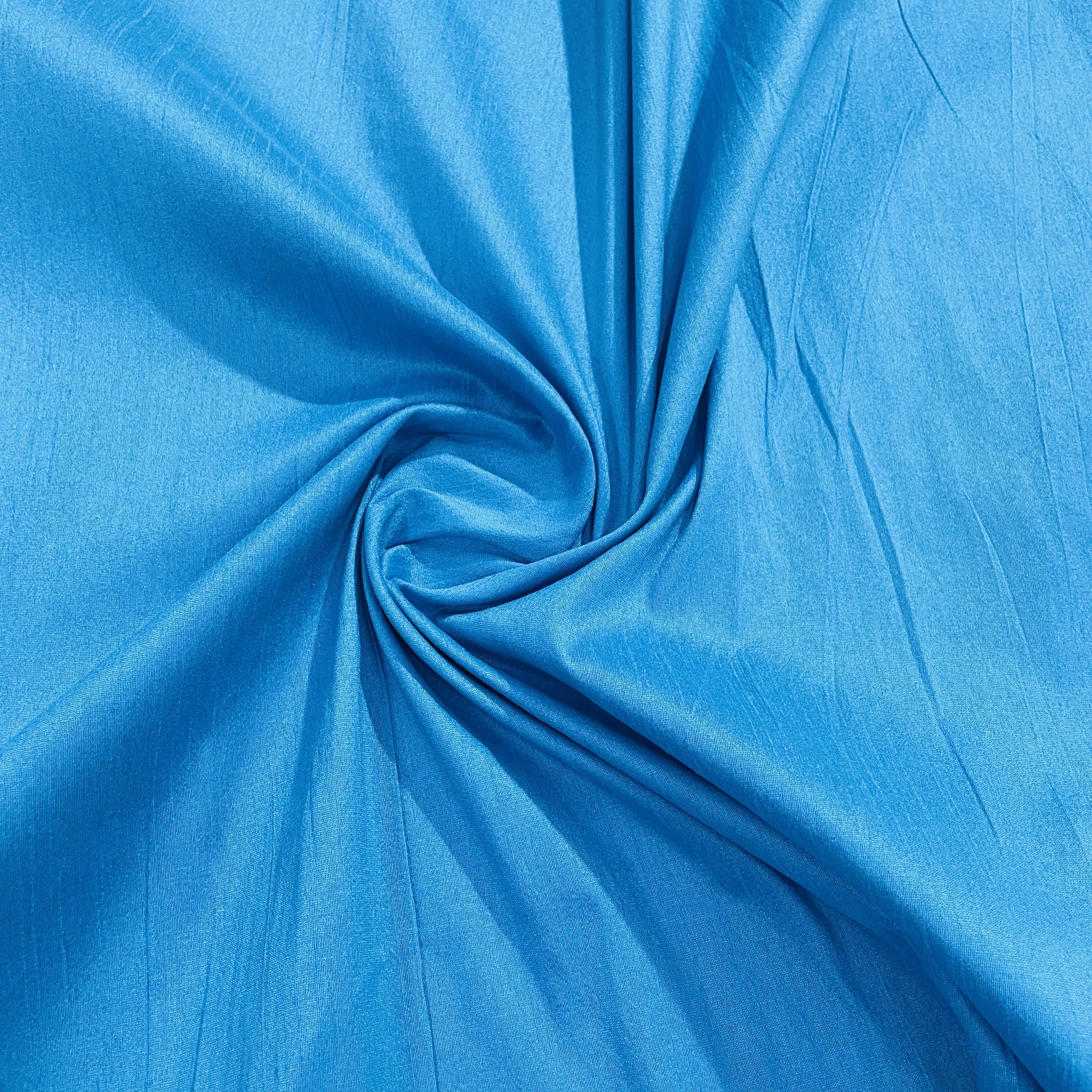 Blue Solid Dupian Silk Fabric