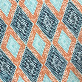 Blue/Orange Geometric Diamonds Chiffon Fabric