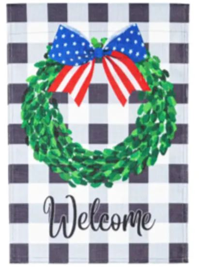 Boxwood Plaid Burlap Garden Flag