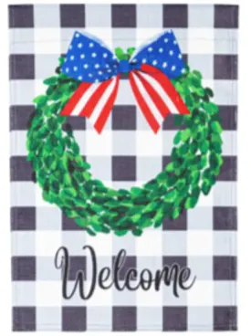 Boxwood Plaid Burlap Garden Flag