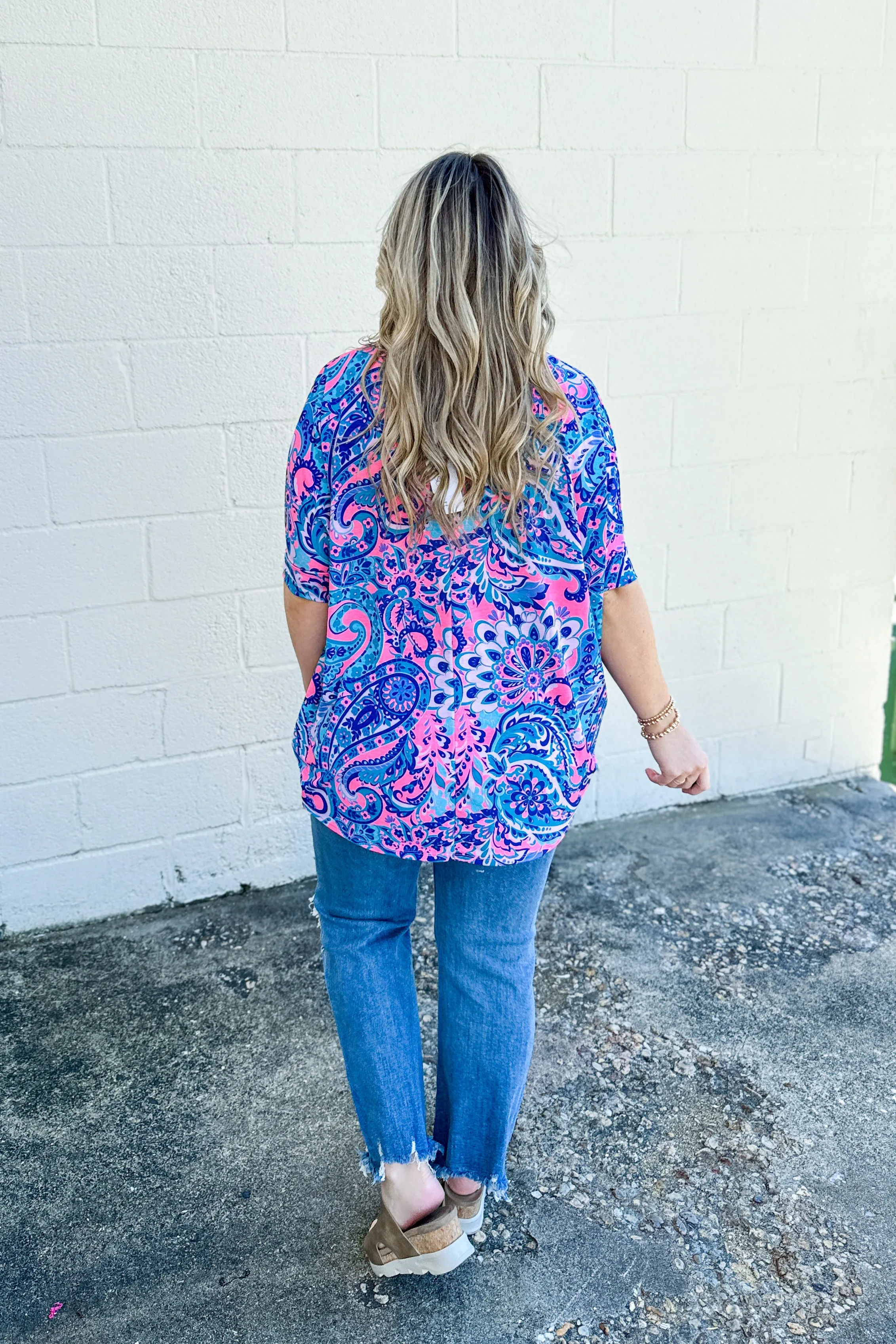 Bright and Bold Oversized Top, Pink Multi