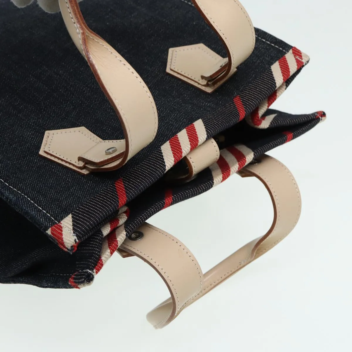 BURBERRY Blue Label Denim Hand Bag Canvas Navy  ti1891