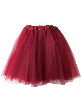 Burgundy Plus Size Adult Tutu Skirt - Women's Plus Size 3- Layer Basic Ballet Costume Dance Tutus