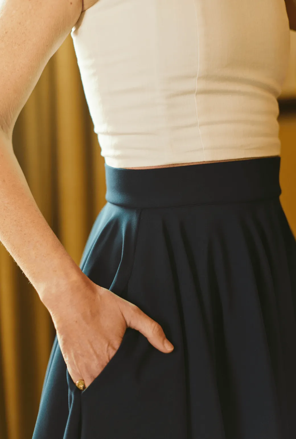 Buru x Jaimie Dewberry Lucinda Circle Skirt - Navy & Ivory