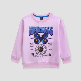 Butterfly Printed Sweatshirt in fleece for Girls