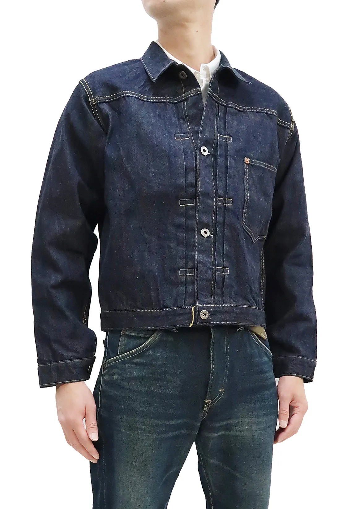 Buzz Rickson Jacket Men's Rproduction of Type 1 Denim Jacket WWII regulated version BR16041 421 One Wash Deep blue indigo