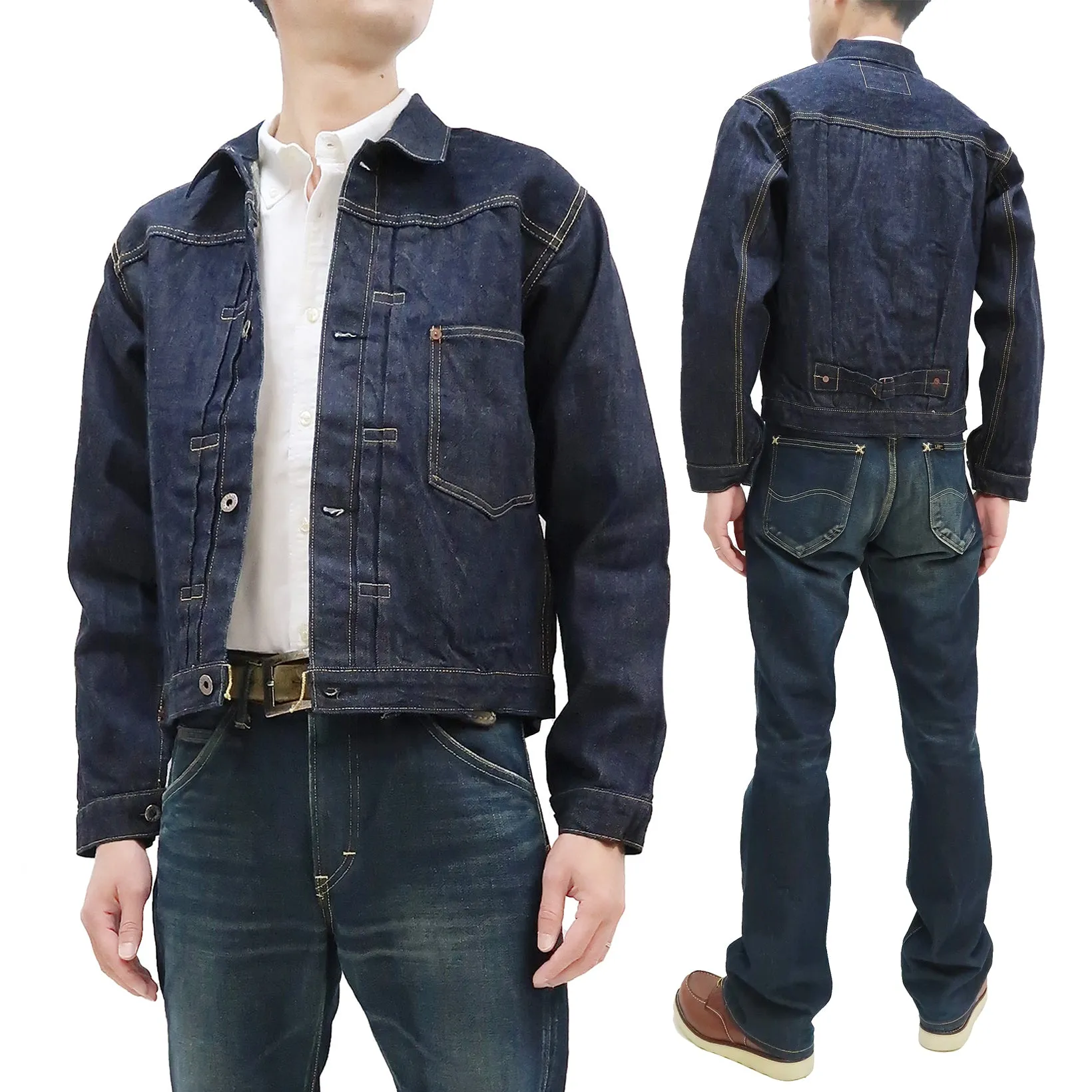 Buzz Rickson Jacket Men's Rproduction of Type 1 Denim Jacket WWII regulated version BR16041 421 One Wash Deep blue indigo