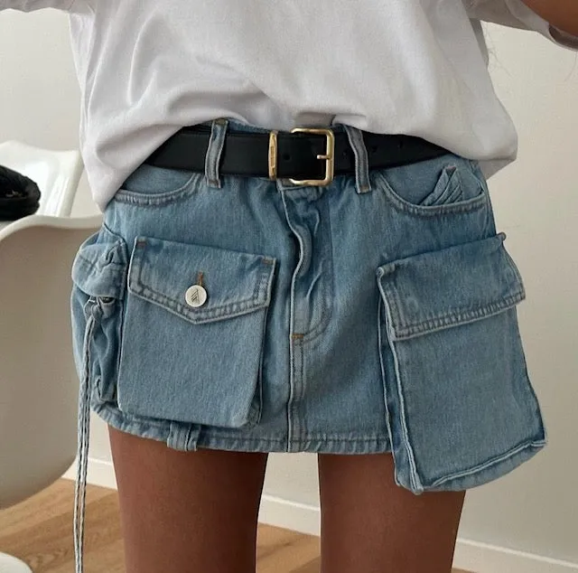 Cargo Pocket denim skirt