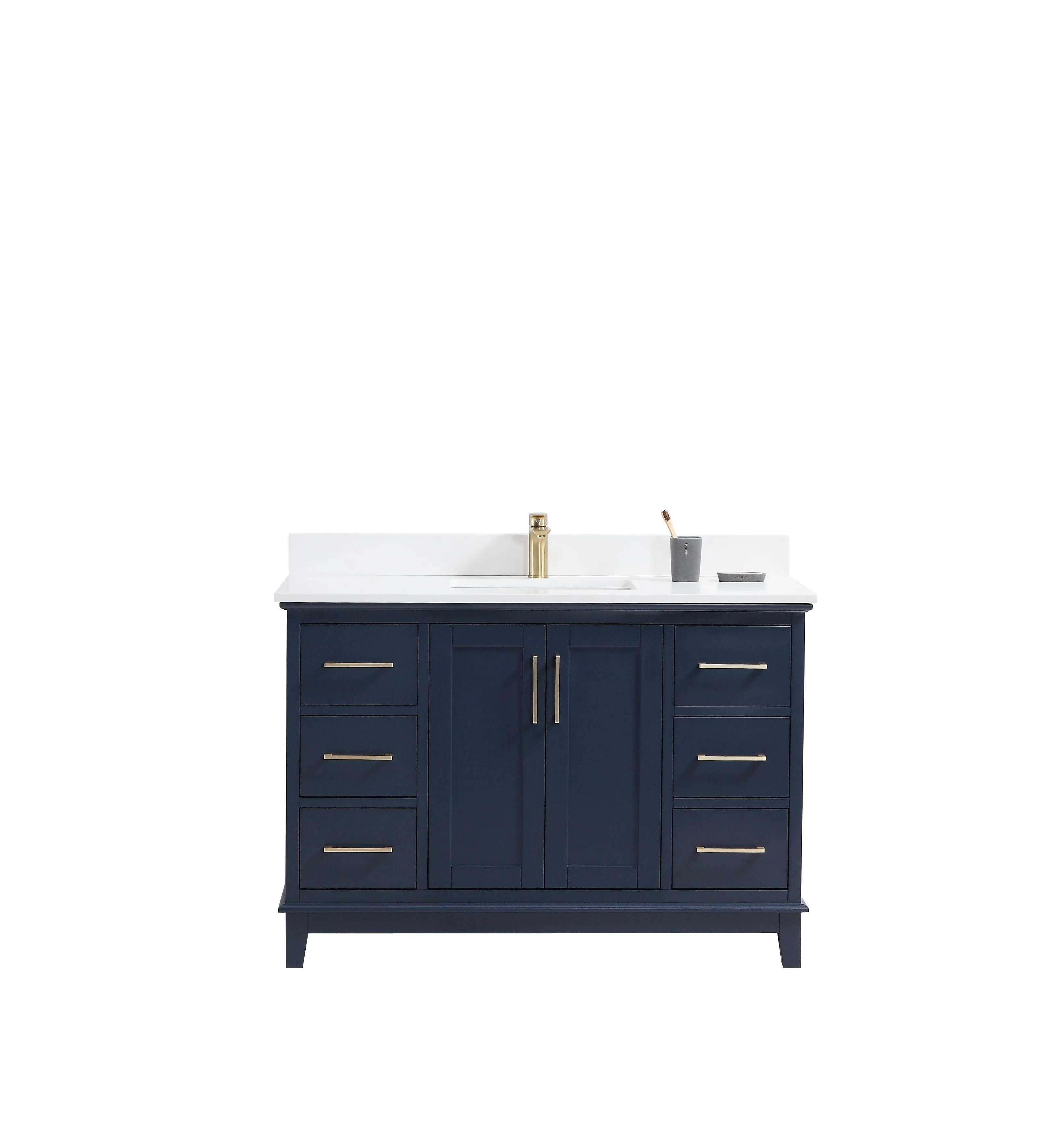 CCS501 - 48" Navy Blue, Floor Standing Bathroom Vanity ,White Quartz Countertop