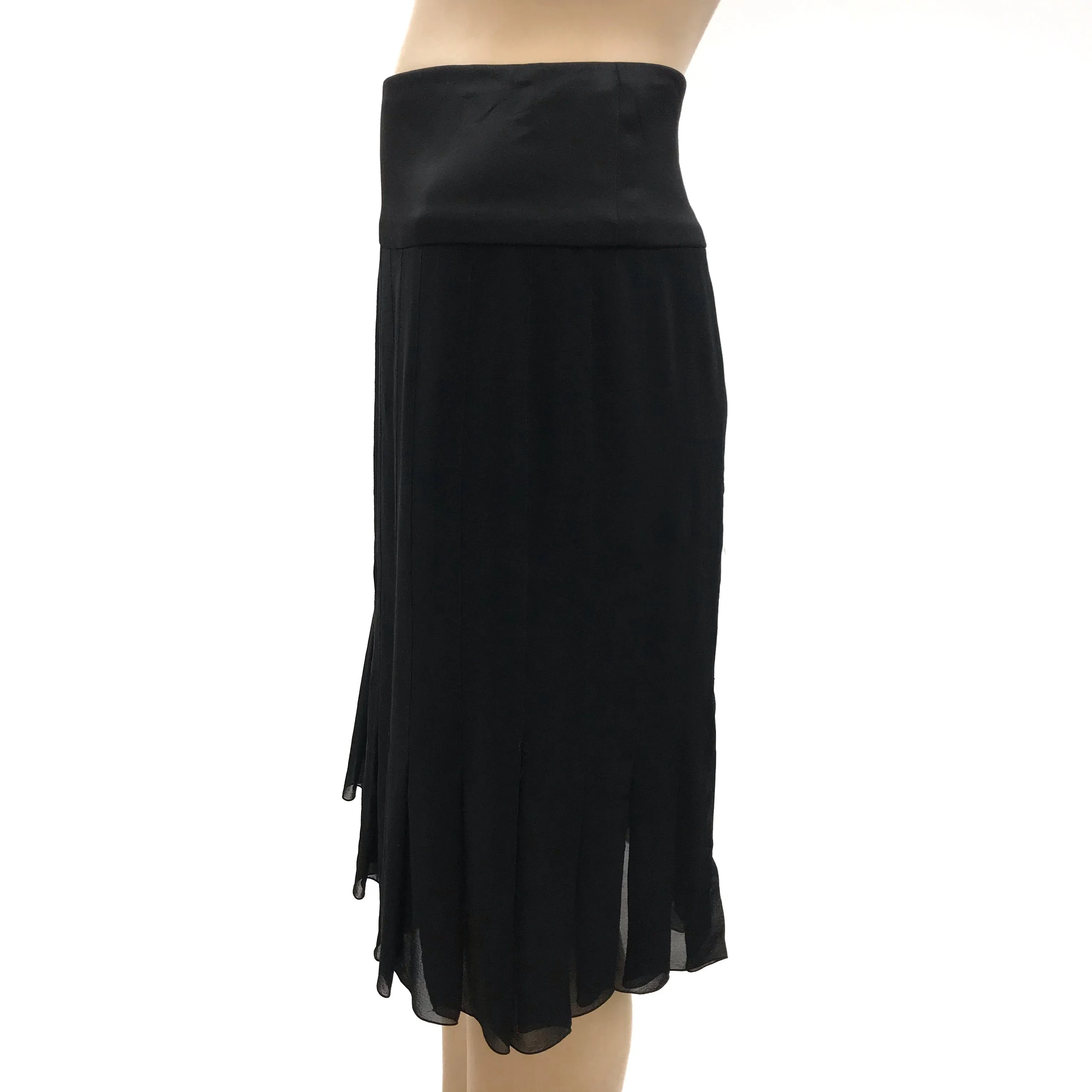 Chanel 03A Black Silk Chiffon Pleated Skirt Size 38 | 8