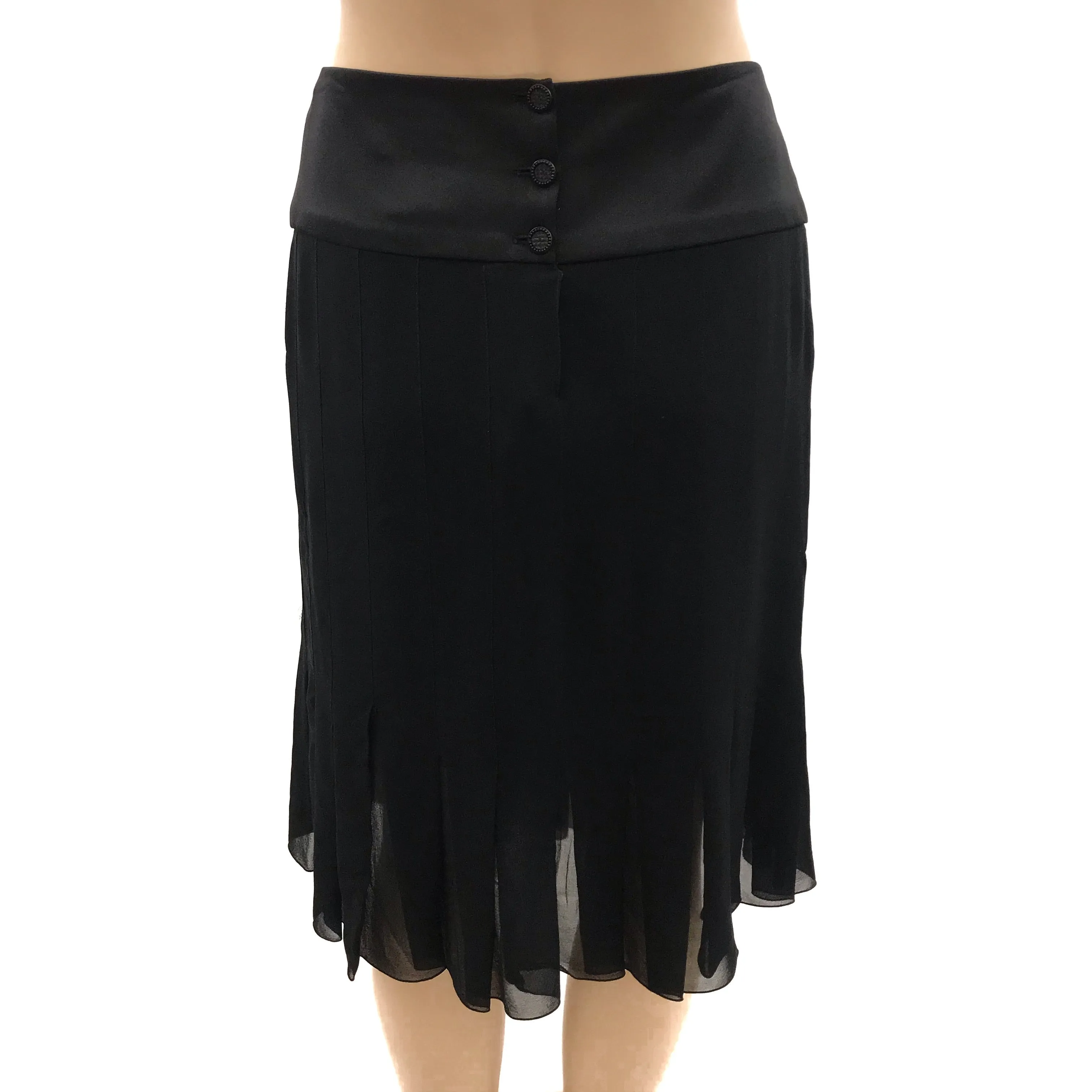 Chanel 03A Black Silk Chiffon Pleated Skirt Size 38 | 8