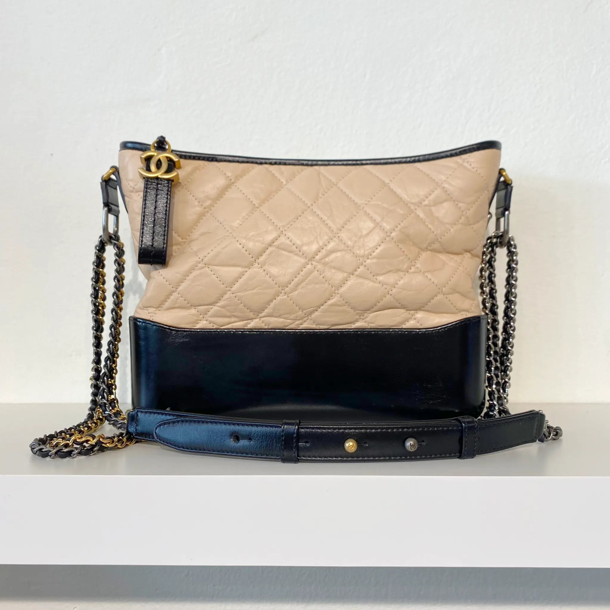 Chanel Beige & Black Gabrielle Large Hobo Bag