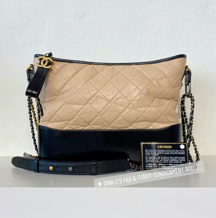 Chanel Beige & Black Gabrielle Large Hobo Bag