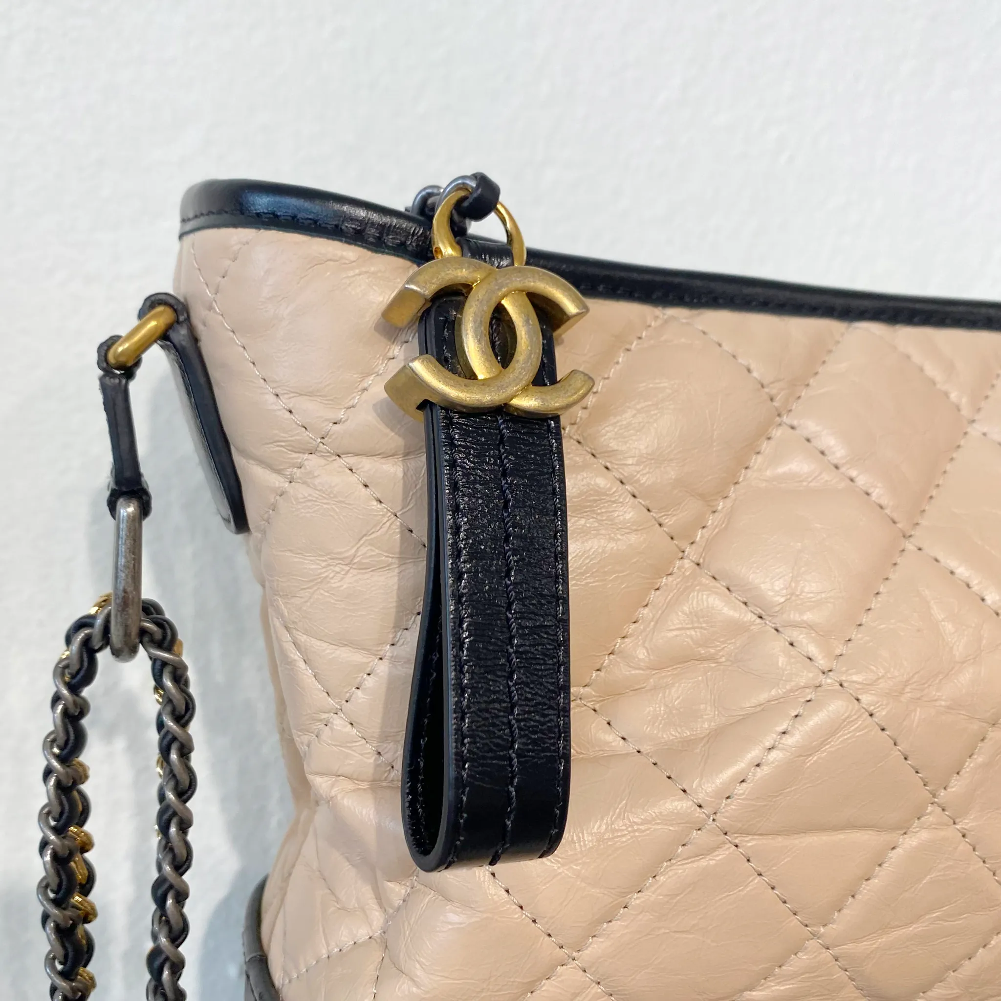 Chanel Beige & Black Gabrielle Large Hobo Bag