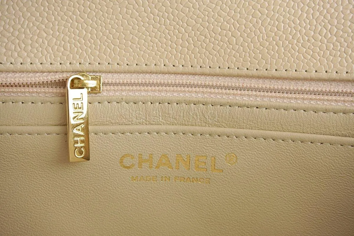 Chanel Beige Clair Caviar Jumbo 2.55 Classic Flap Bag GHW