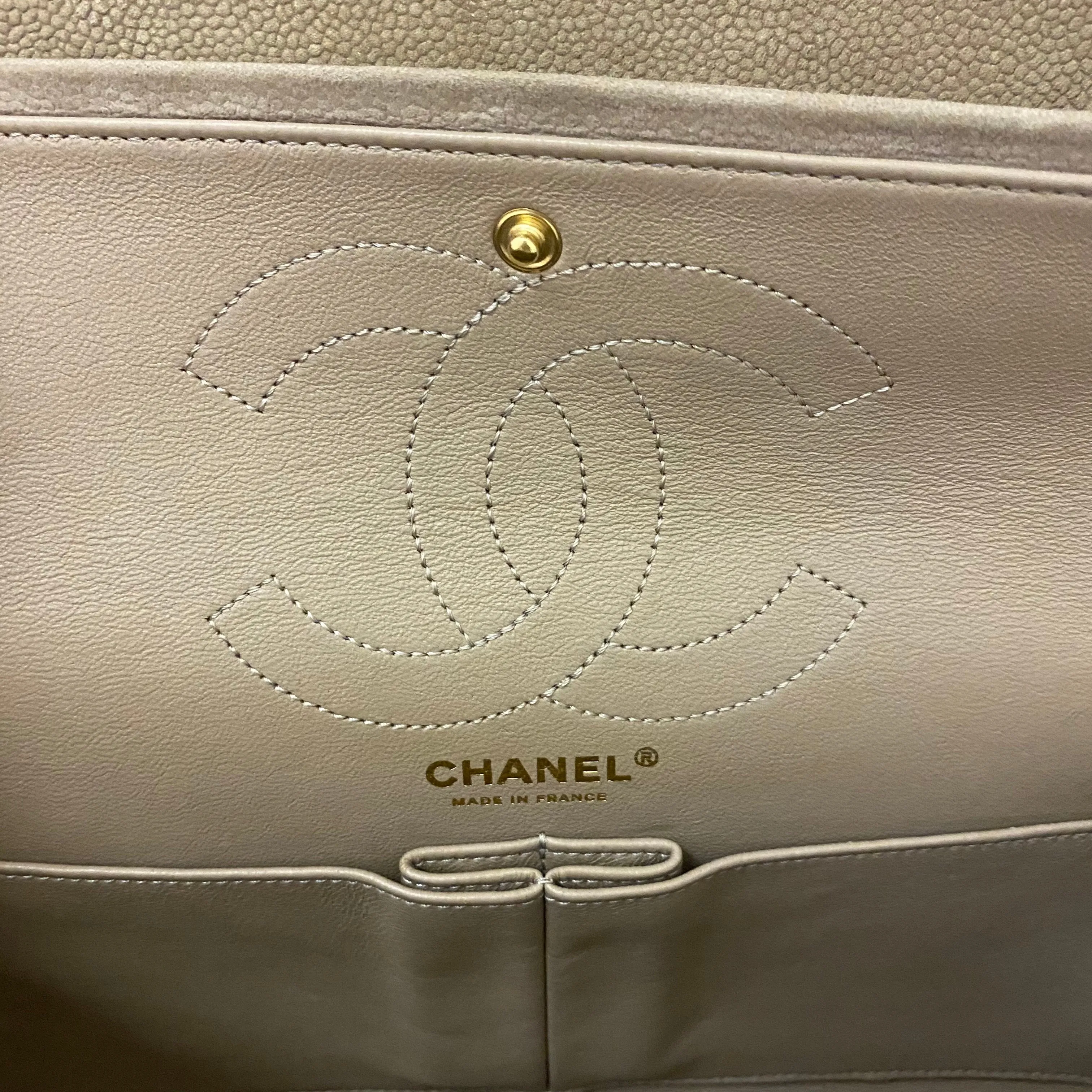 Chanel Beige Iridescent Caviar 2.55 Reissue 226 Double Flap Bag