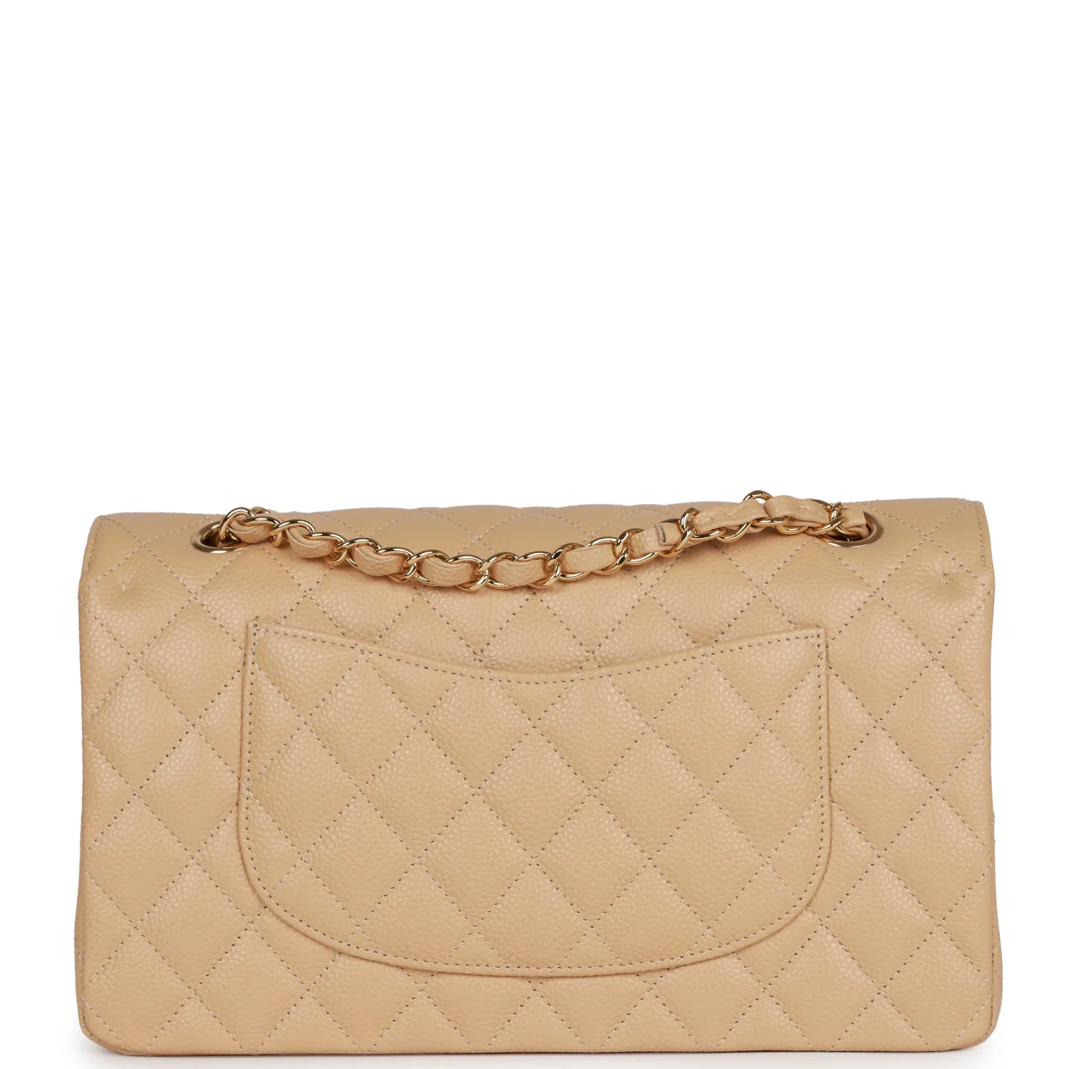 Chanel Medium Classic Double Flap Bag Beige Caviar Gold Hardware