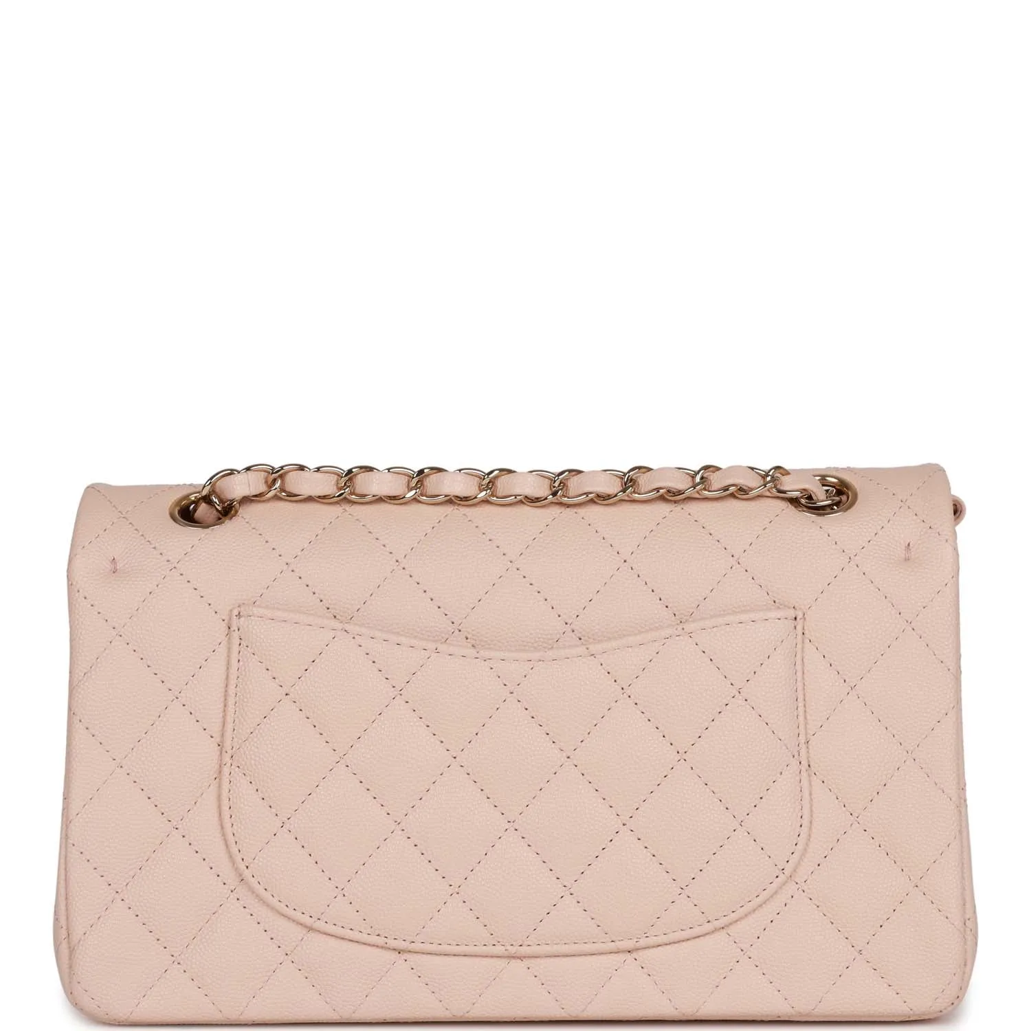 Chanel Medium Classic Double Flap Bag Beige Caviar Light Gold Hardware