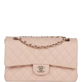 Chanel Medium Classic Double Flap Bag Beige Caviar Light Gold Hardware