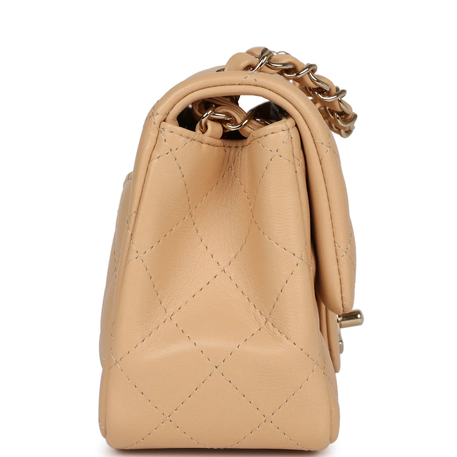 Chanel Mini Classic Square Flap Beige Lambskin Gold Hardware