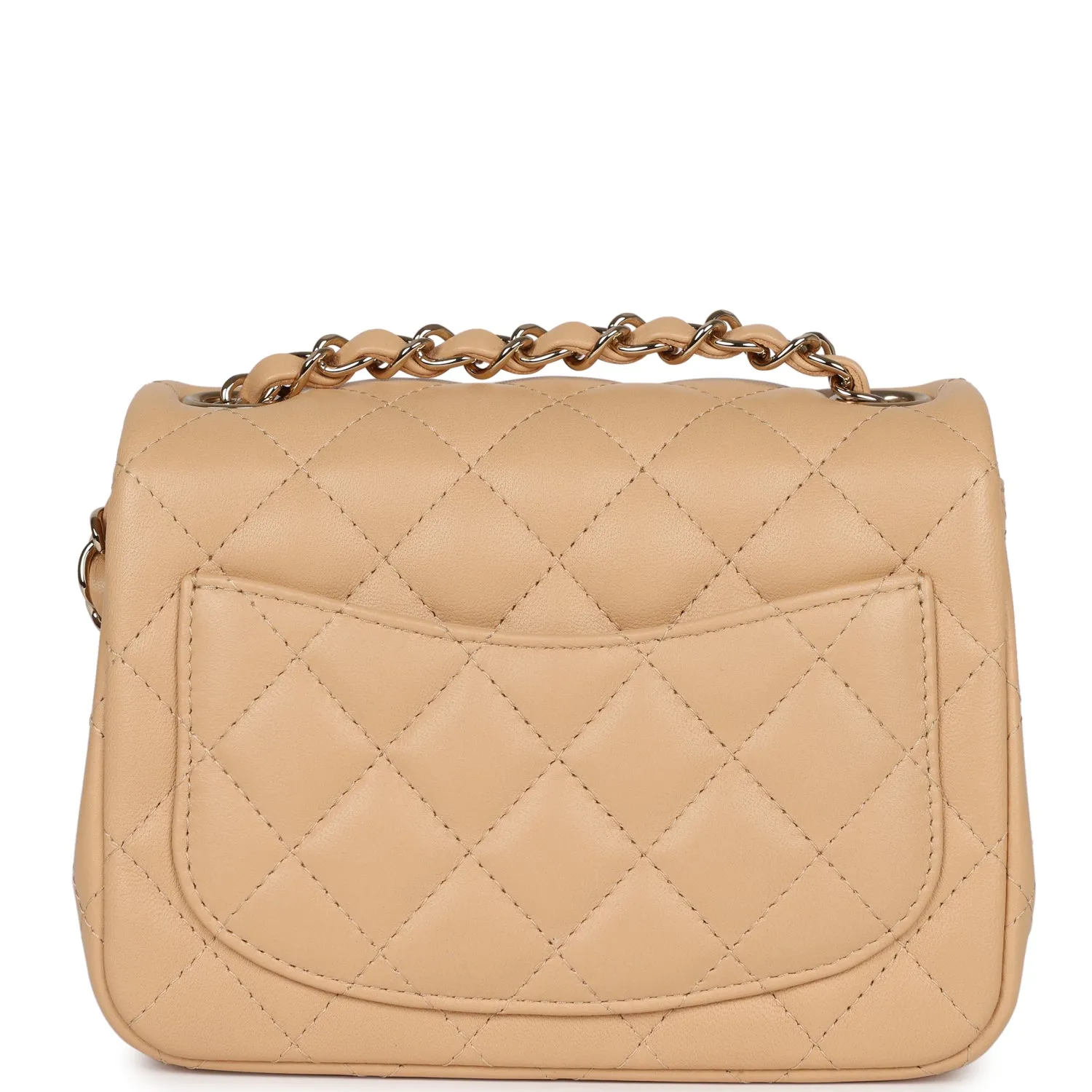 Chanel Mini Classic Square Flap Beige Lambskin Gold Hardware