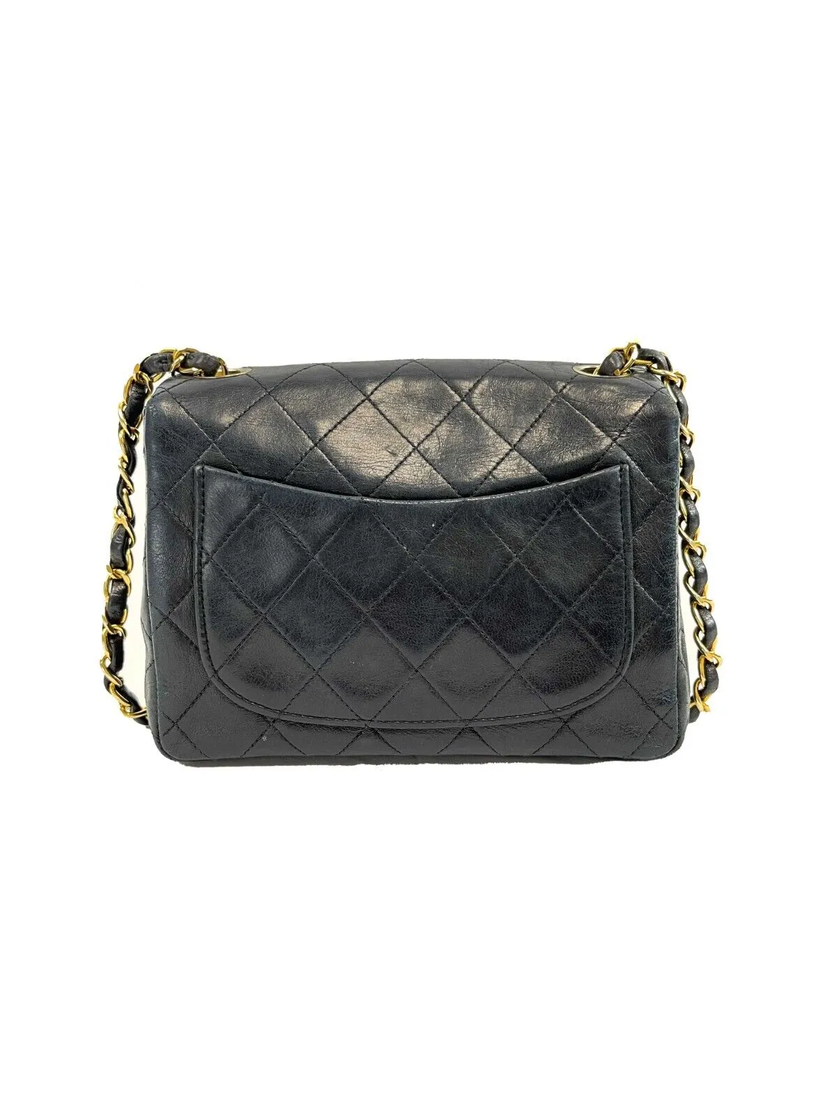 Chanel Mini Square Navy Blue Square Flap Bag Classic CC Chain