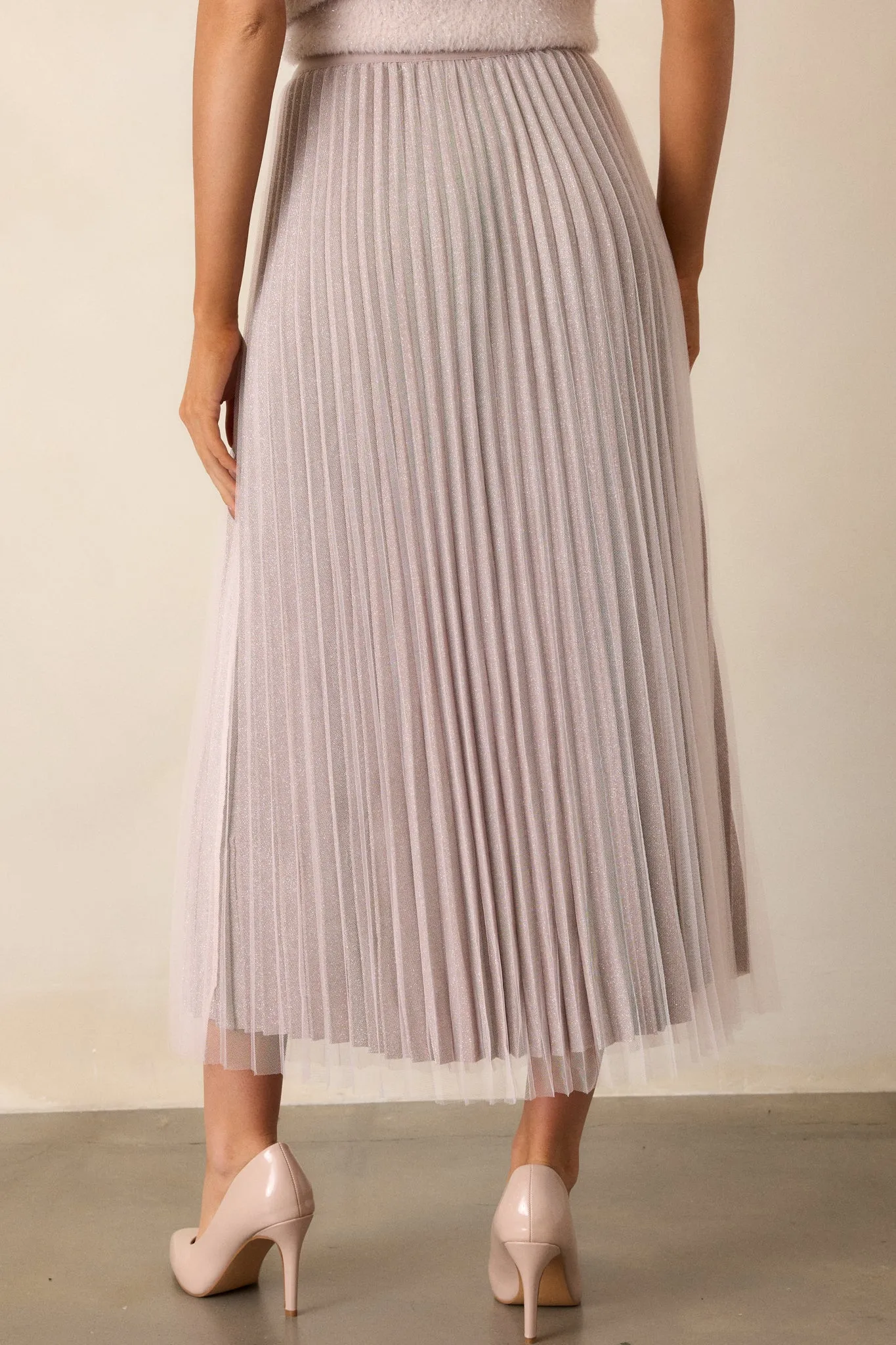 Chic Radiance Mauve Pleated Midi Skirt