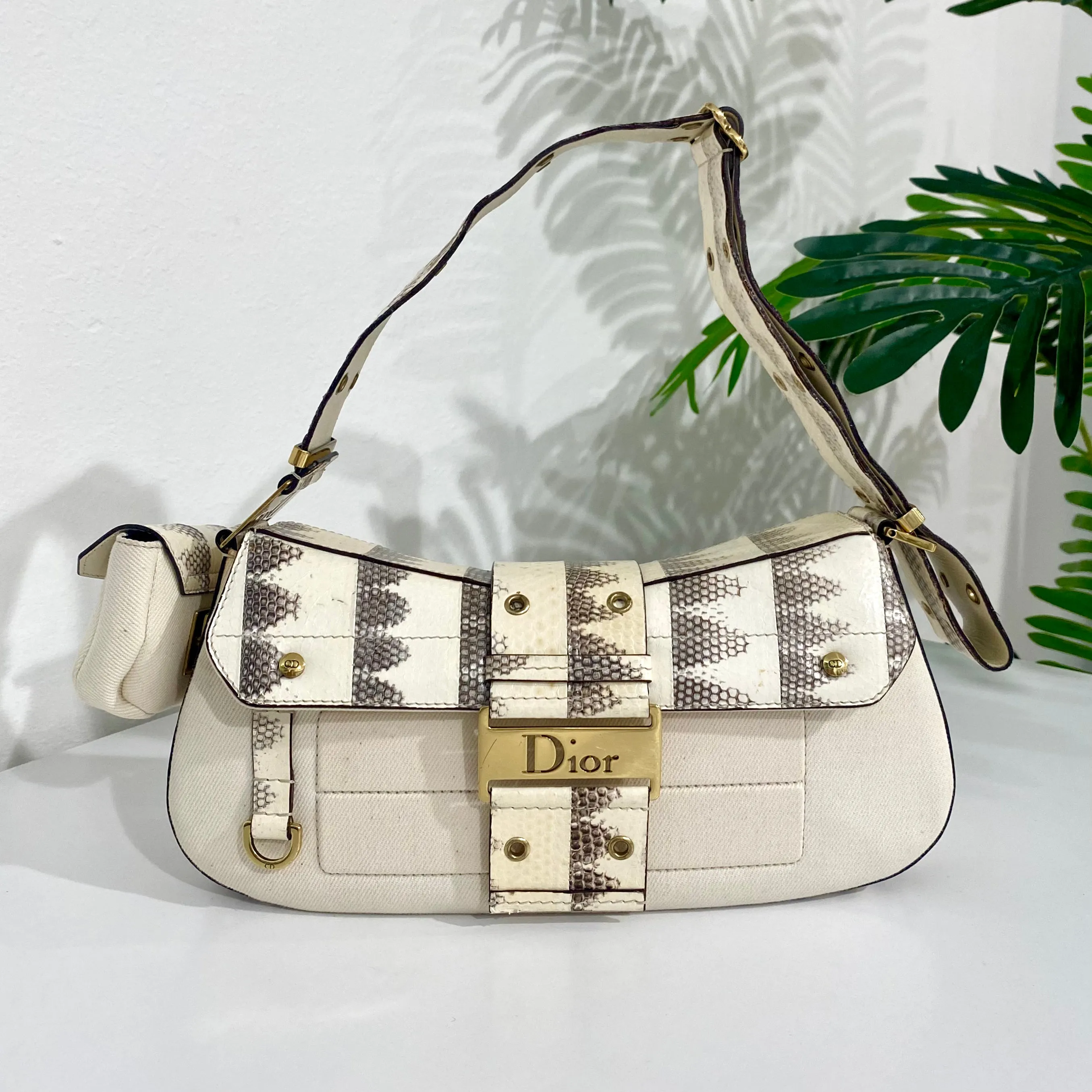 Christian Dior Cream Snakeskin Bag