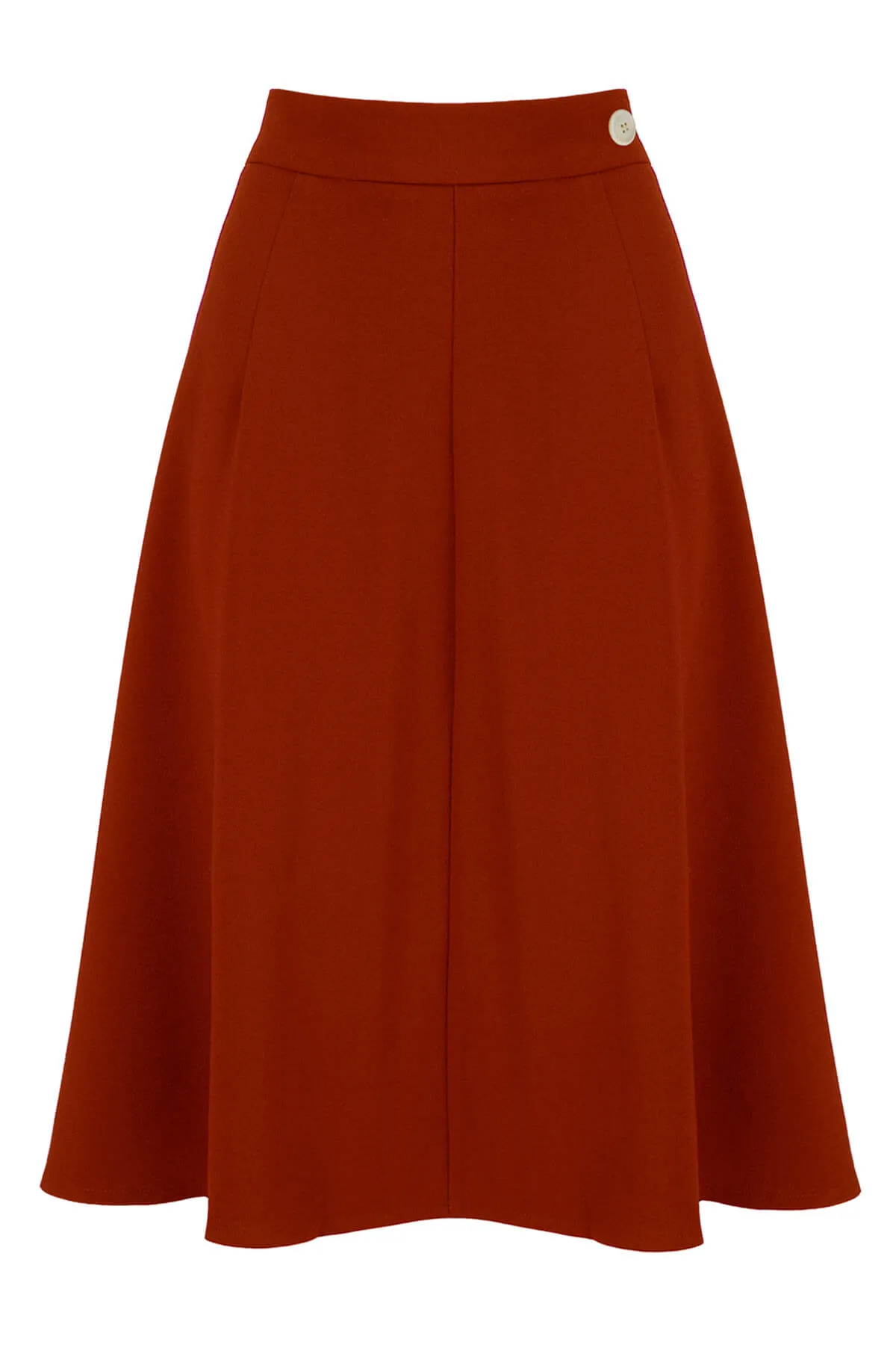 Classic 1940s Style A-Line Skirt in Rust