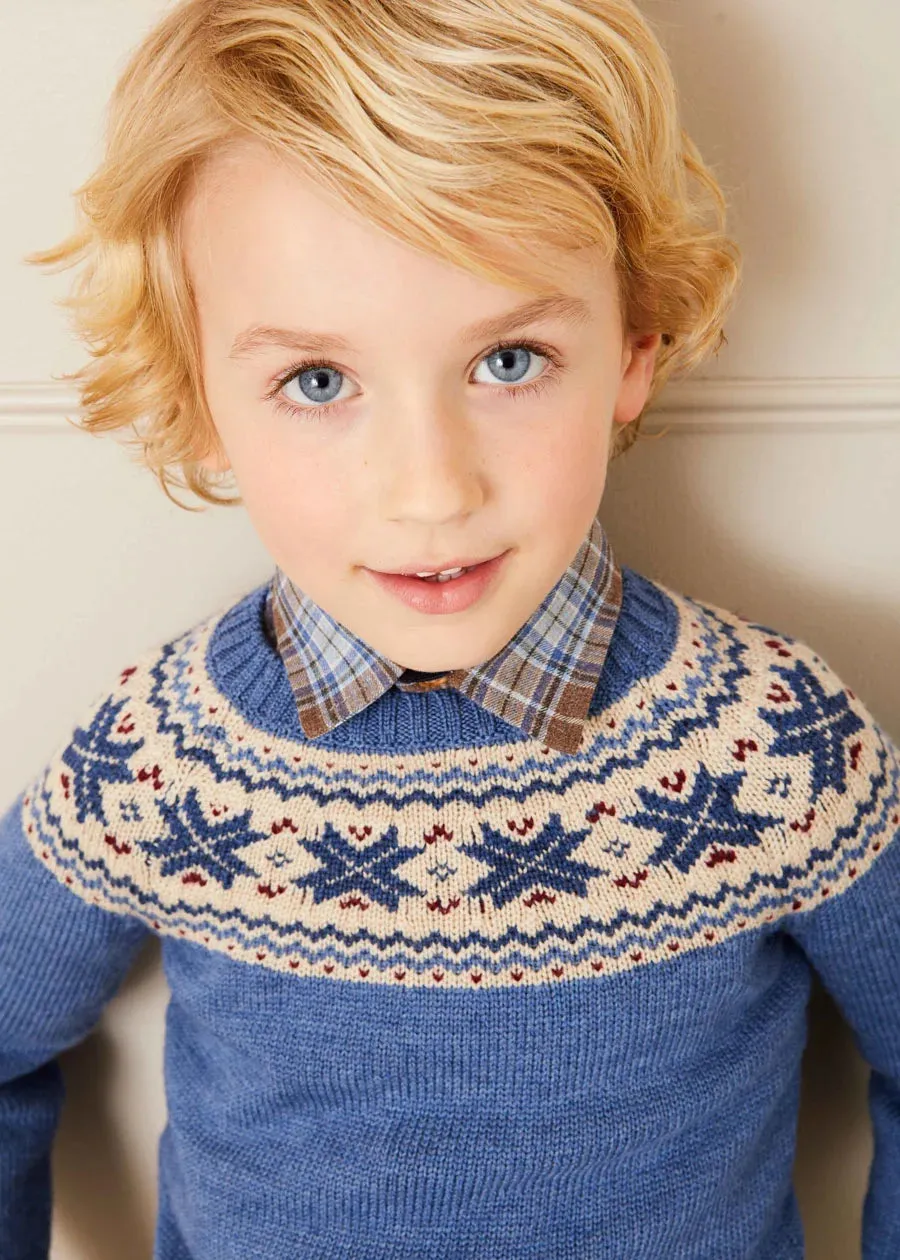 Classic Fair Isle Jumper in Blue (18mths-10yrs)