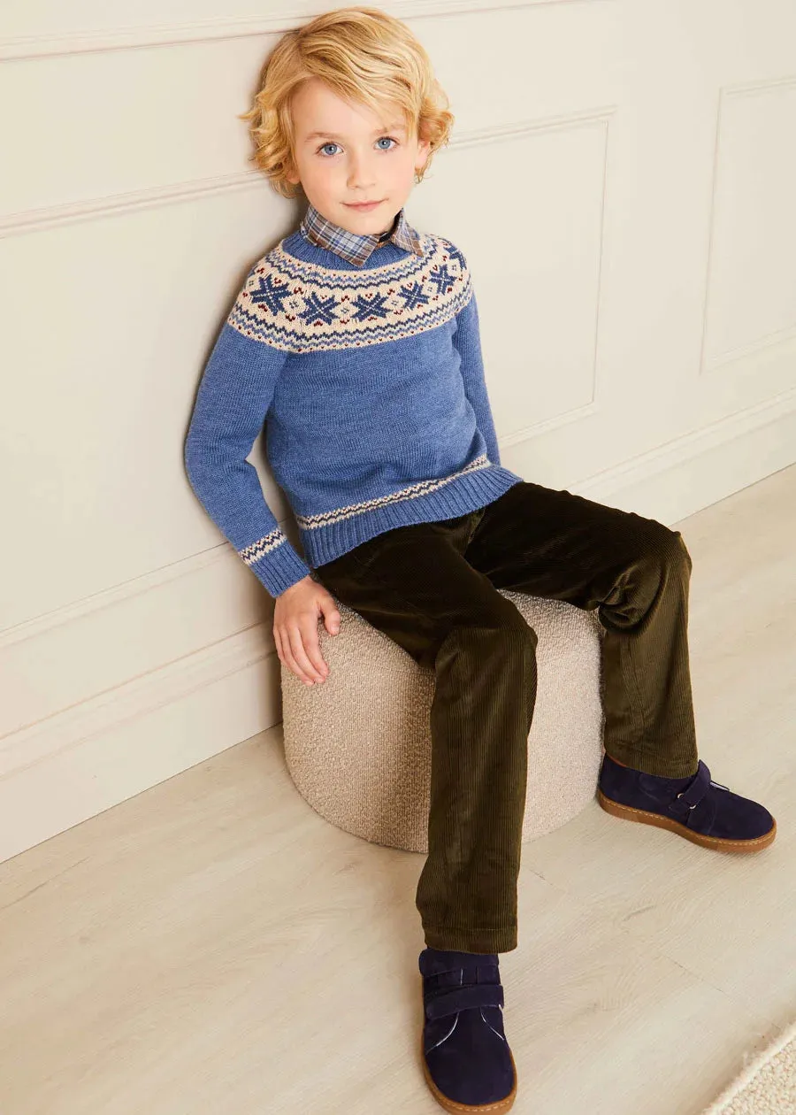 Classic Fair Isle Jumper in Blue (18mths-10yrs)