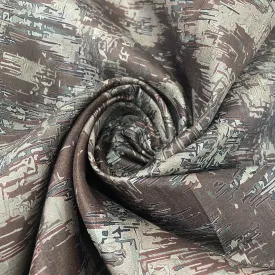 Classic Sage Brown Ikkat Print Tussar Silk Fabric