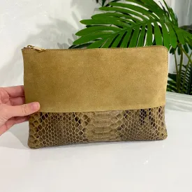 Céline Tan Suede & Python Pouch