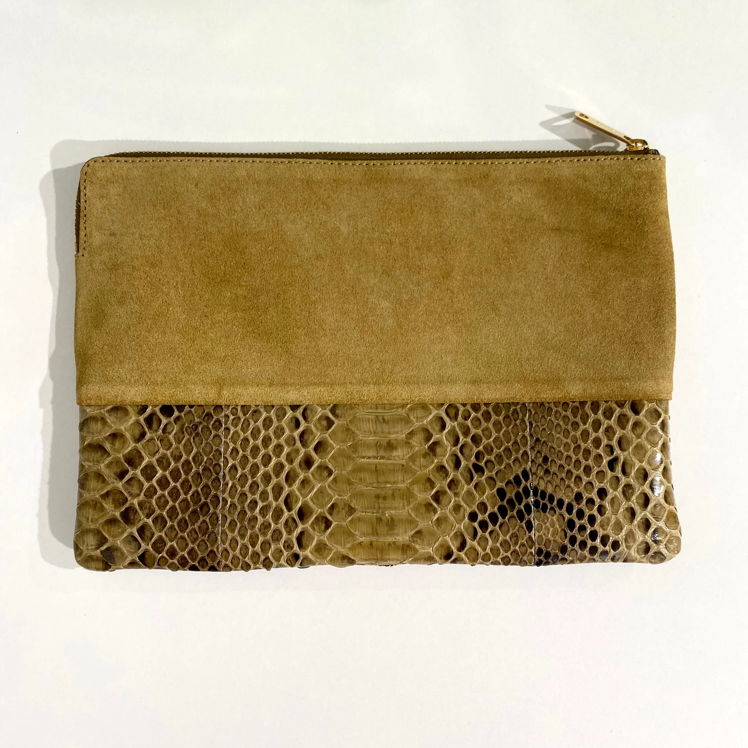 Céline Tan Suede & Python Pouch