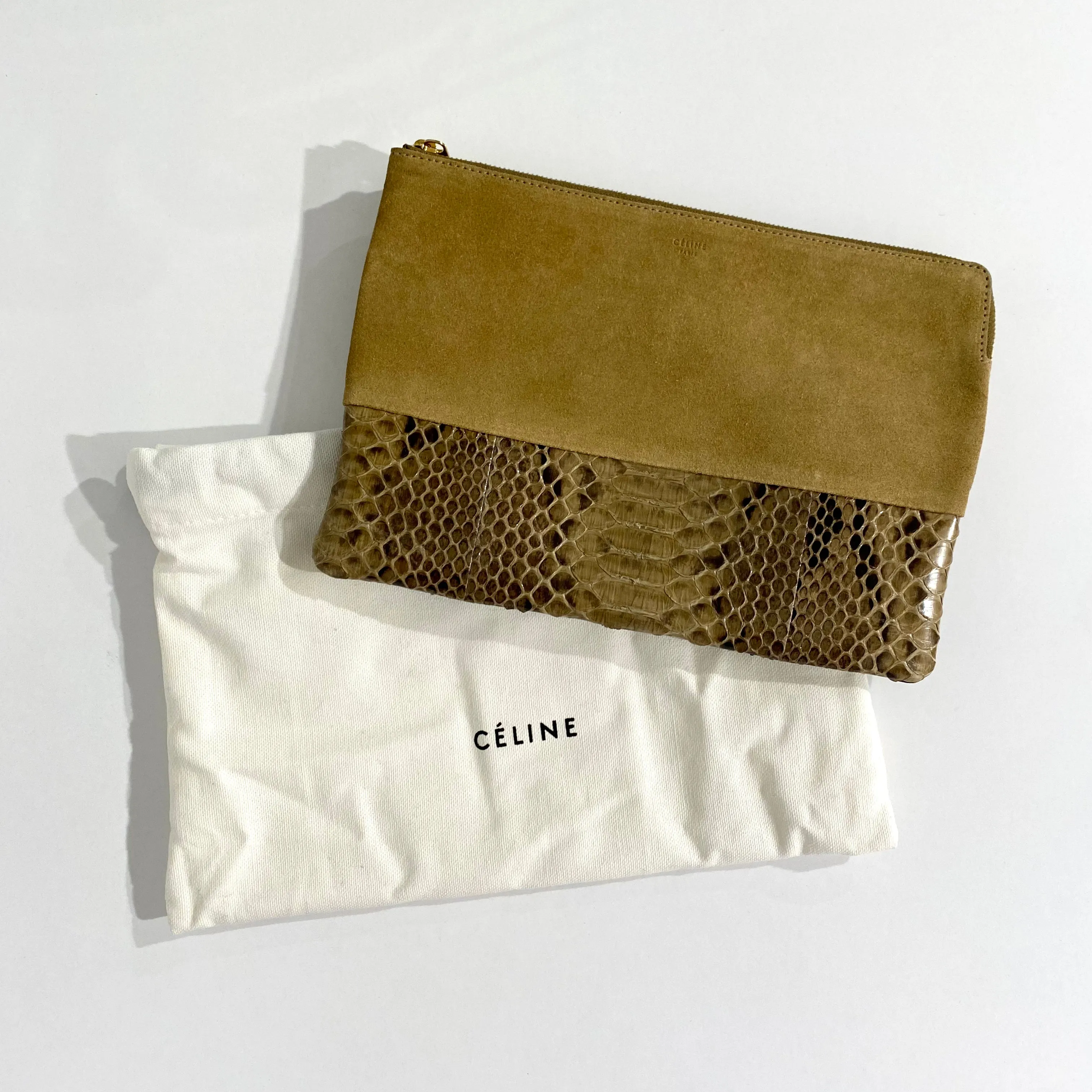 Céline Tan Suede & Python Pouch