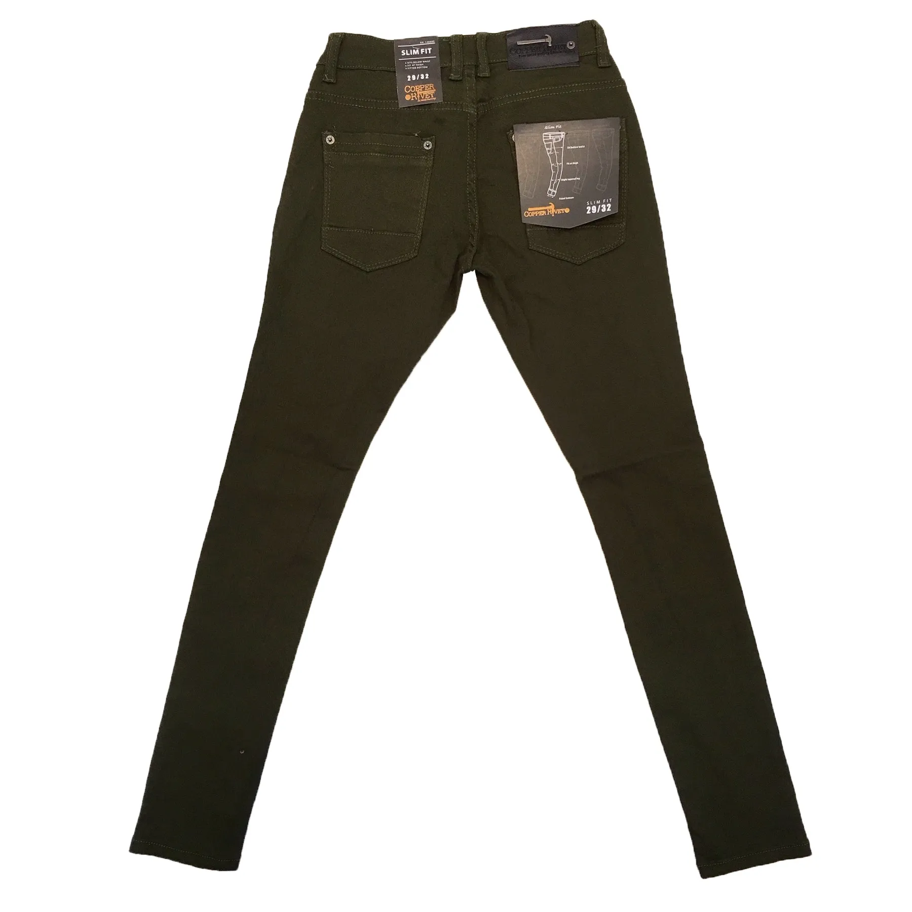 Copper Rivet Ripped Slim Jean (Olive)