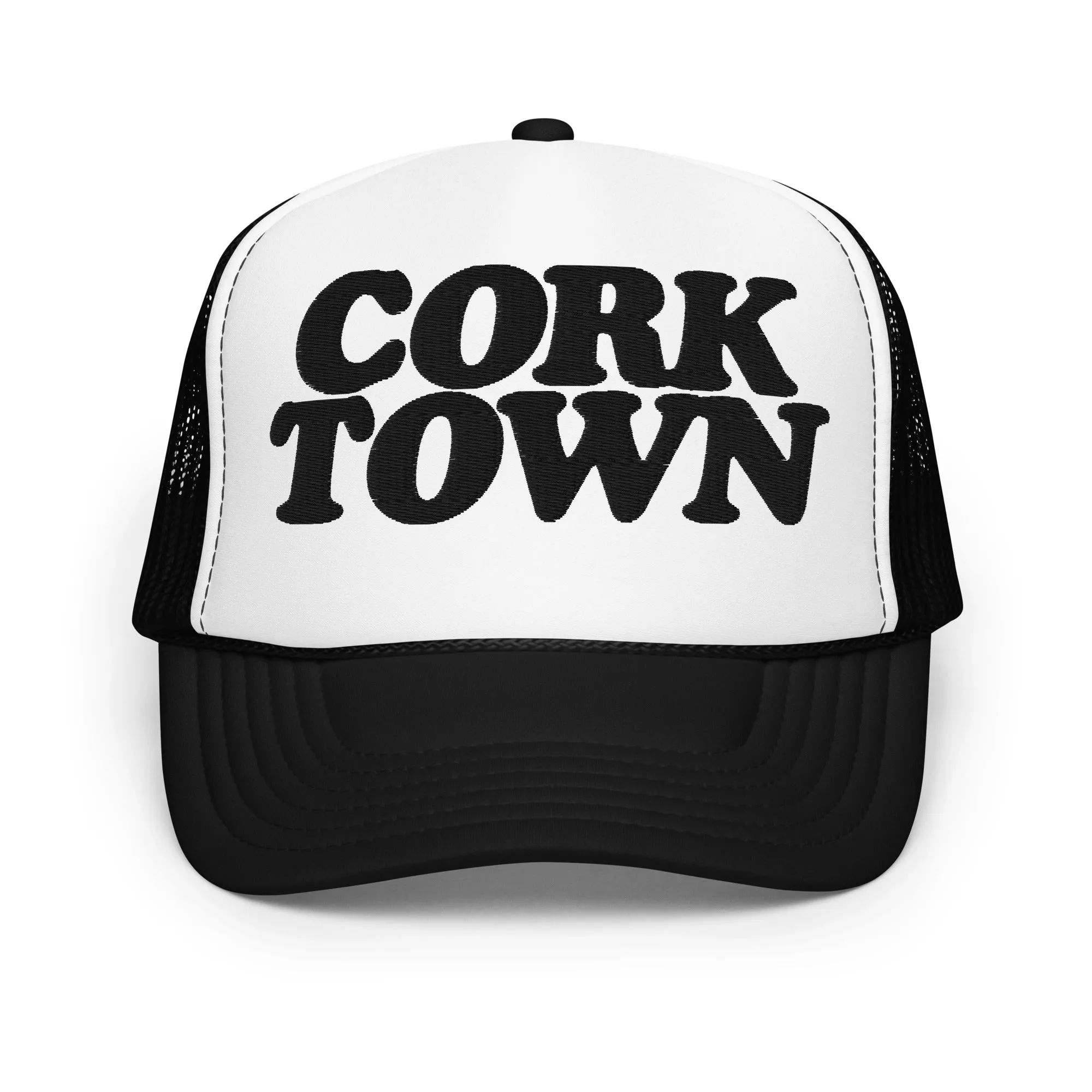 Corktown Foam Trucker Hat - Embroidered - Black / White