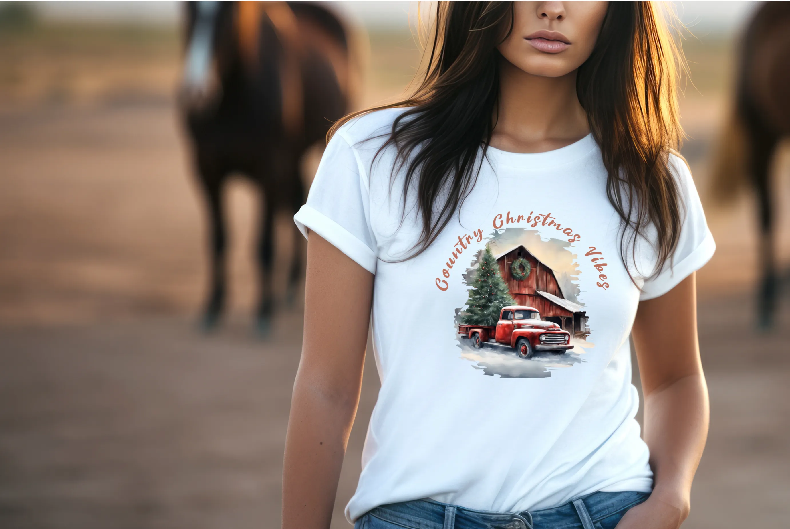 Country Christmas Vibes Tee, Christmas T-Shirt, Country Christmas shirt, Christmas Graphic Tee