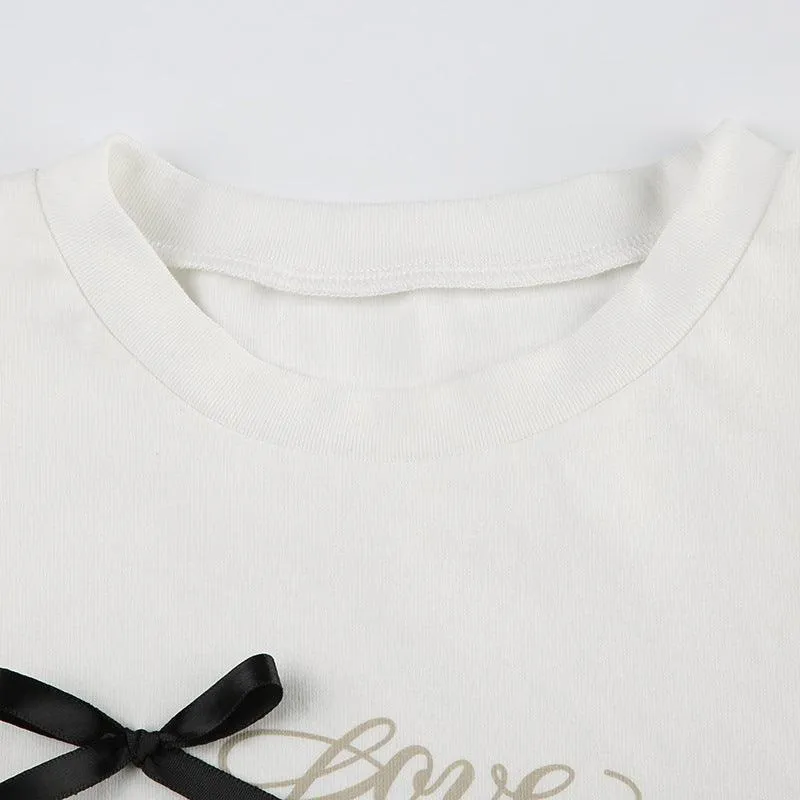 Cropped T-Shirt with Bow Details