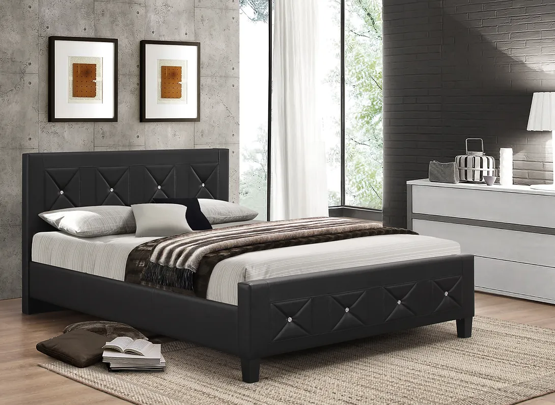 Crystal Platform Bed in Black - IF-177