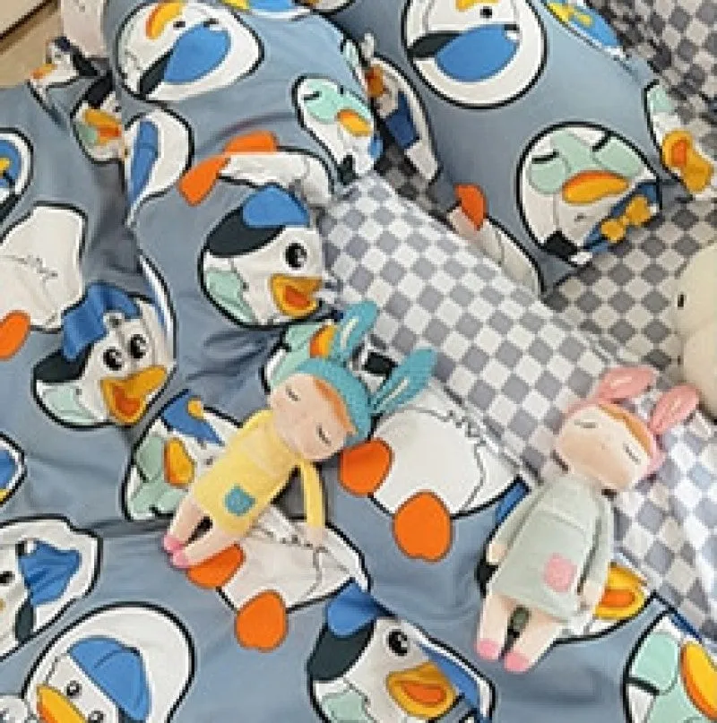 Cute Illustrated Dog Duck Bedding Set