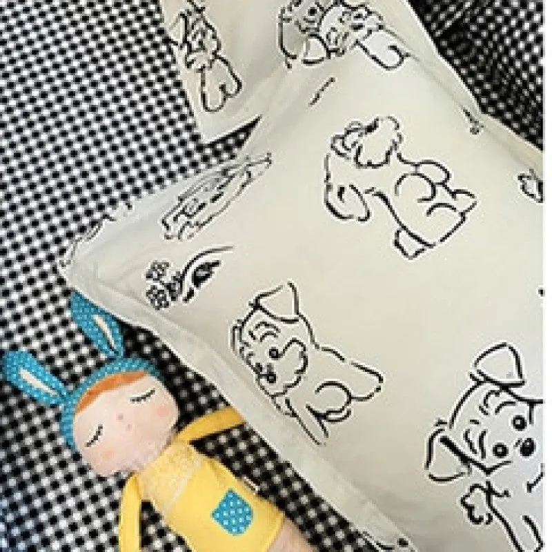 Cute Illustrated Dog Duck Bedding Set